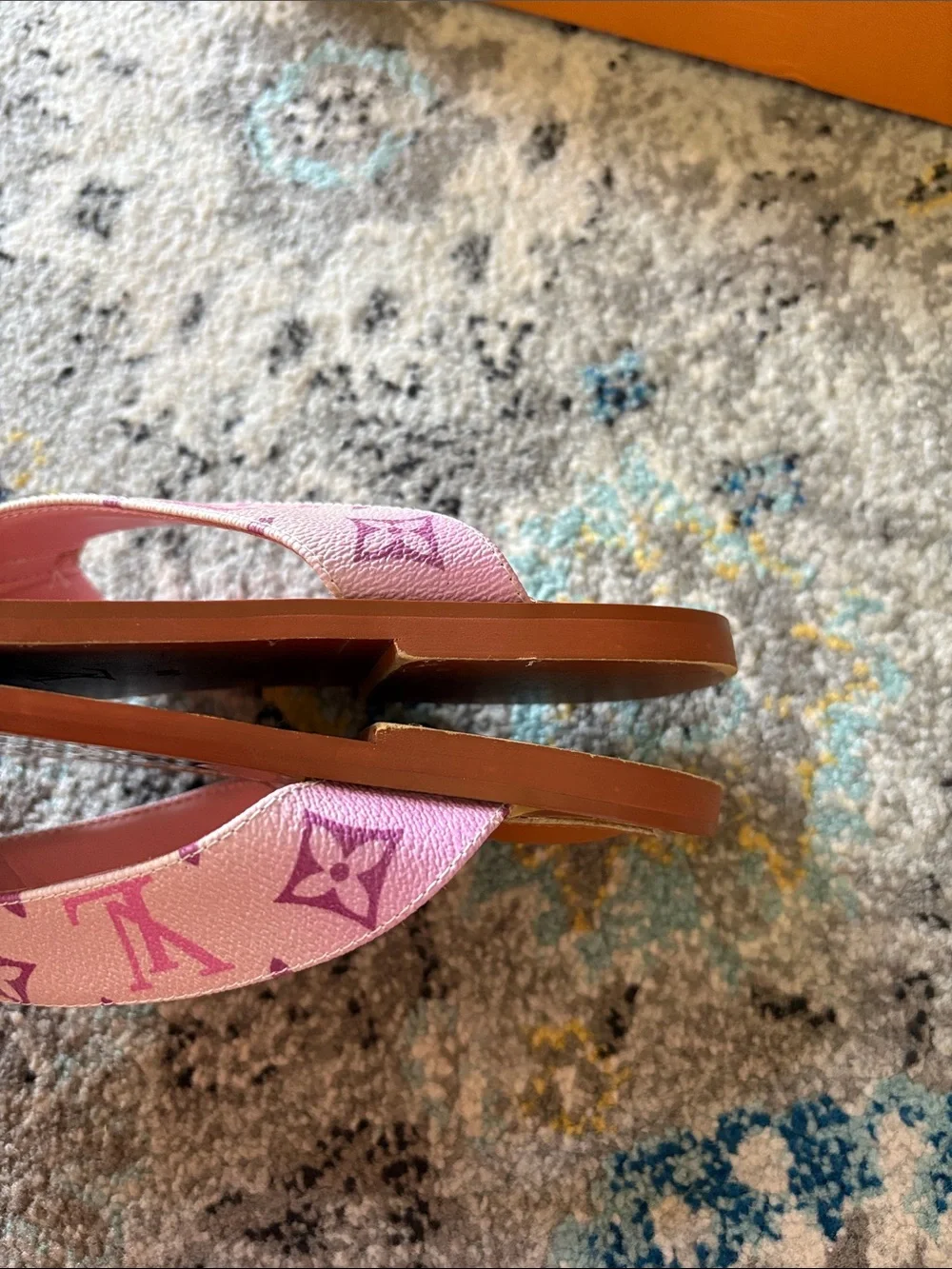 Louis Vuitton Pink Monogram Leather Thong Sandals